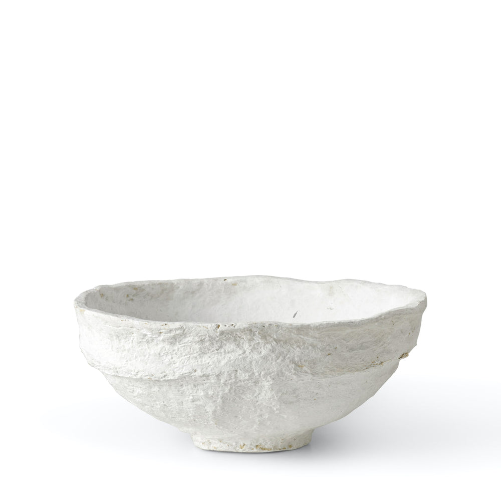 SUSTAIN sculptural papier mache bowl, white